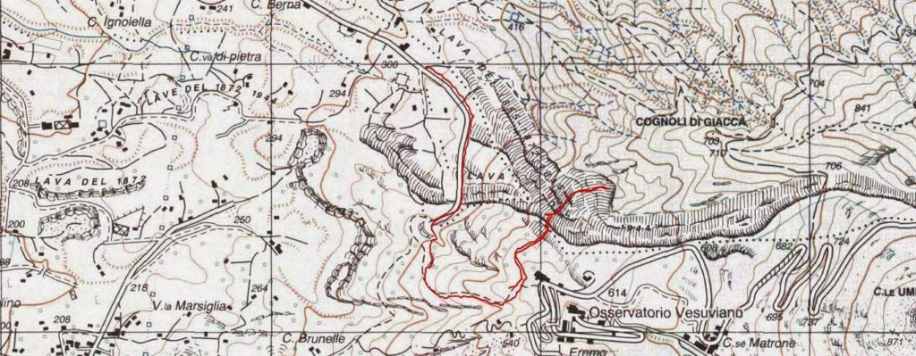 Tracciato su IGM 1:25.000 con il tracciato dei sentieri 8 e 9